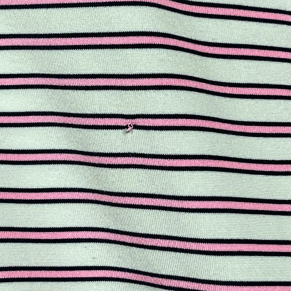 RLX Ralph Lauren Polo Shirt Mens L Pink White Striped Golf‎ Performance Stretch